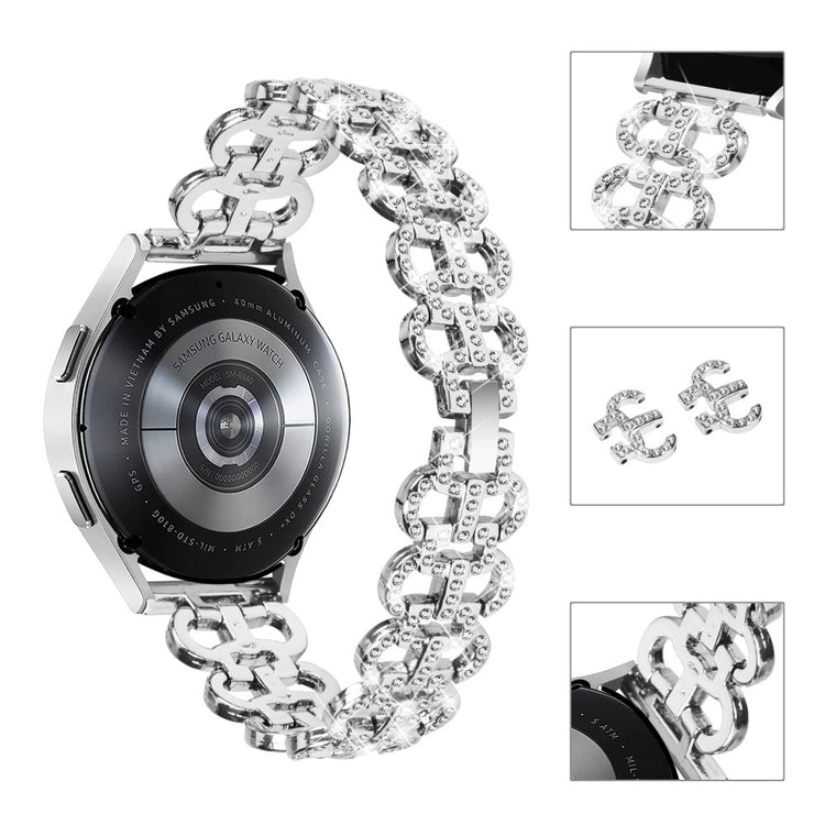 Godt Metal Og Rhinsten Universal Rem passer til Samsung Smartwatch - Sølv#serie_4