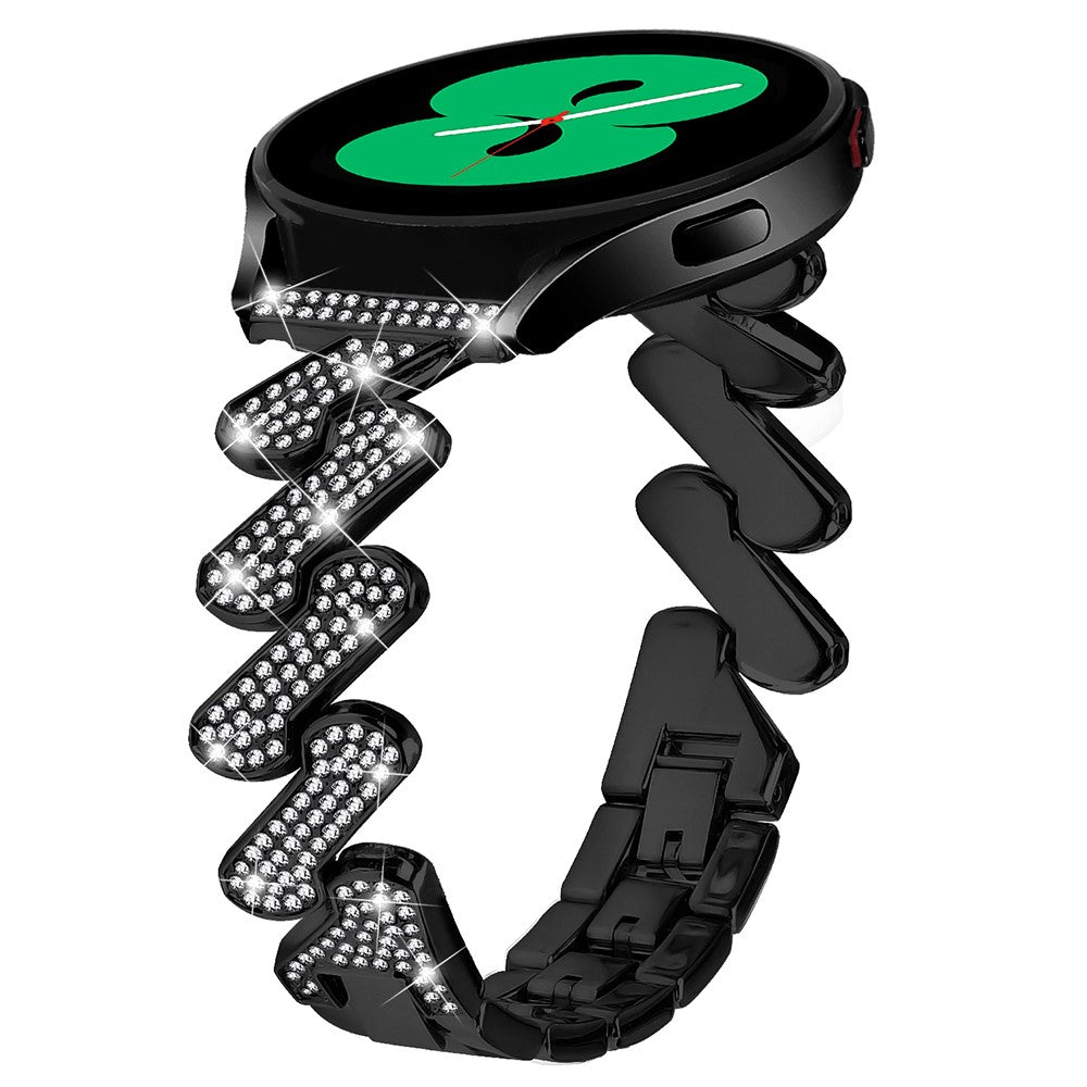Rigtigt Flot Metal Og Rhinsten Universal Rem passer til Smartwatch - Sort#serie_1