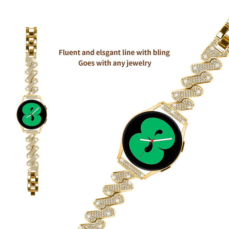 Rigtigt Flot Metal Og Rhinsten Universal Rem passer til Smartwatch - Guld#serie_2