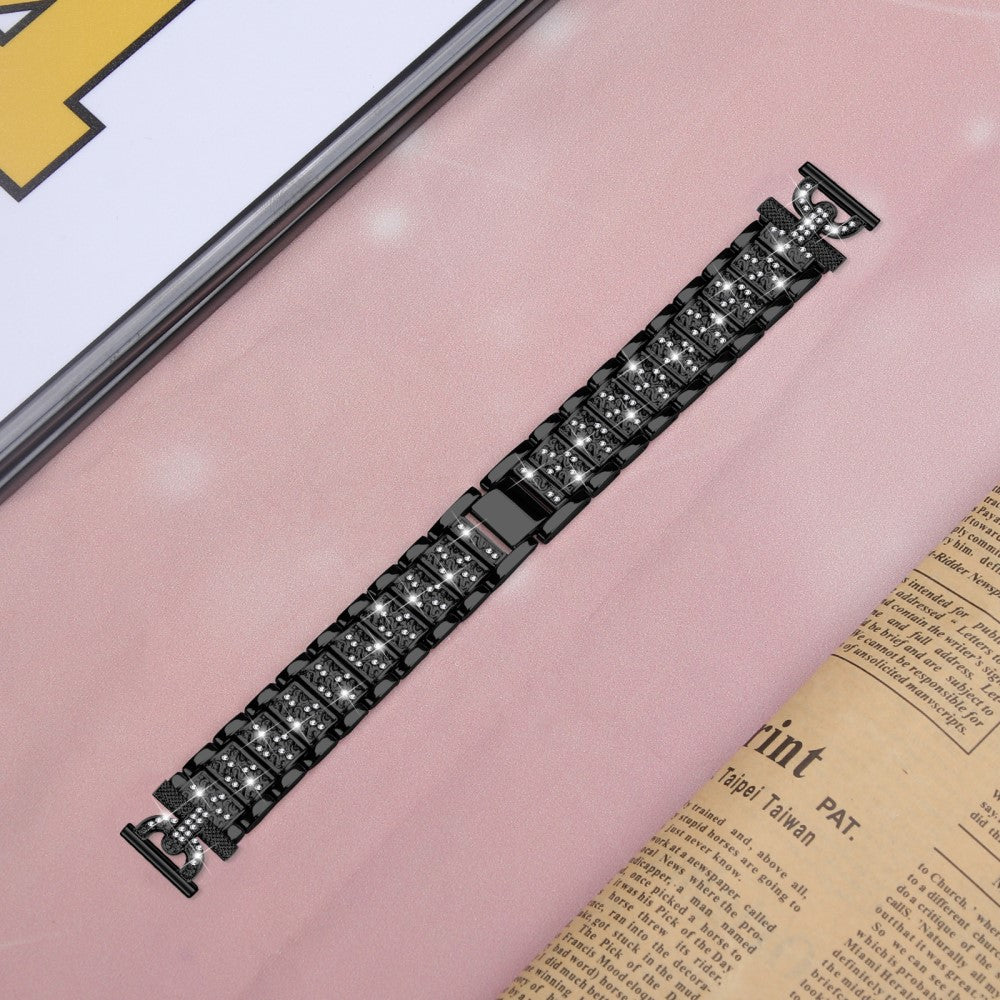 Yndigt Metal Og Rhinsten Universal Rem passer til Samsung Smartwatch - Sort#serie_2