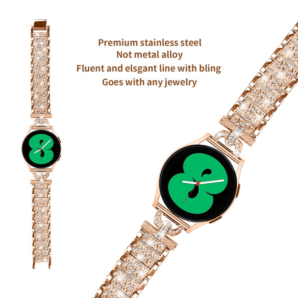 Yndigt Metal Og Rhinsten Universal Rem passer til Samsung Smartwatch - Pink#serie_3