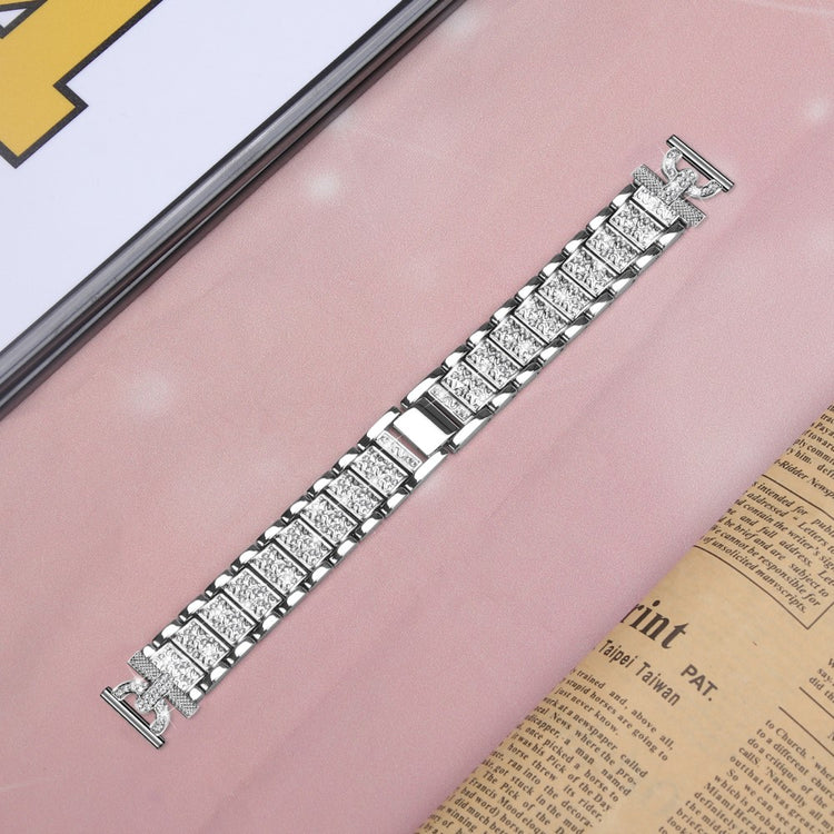 Yndigt Metal Og Rhinsten Universal Rem passer til Samsung Smartwatch - Sølv#serie_5