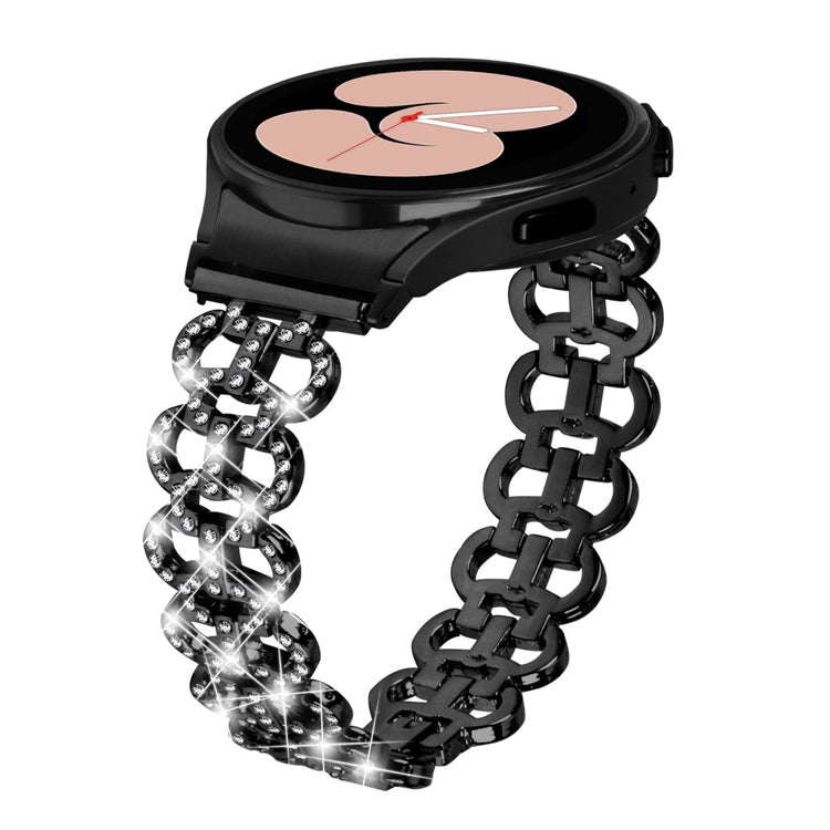 Fed Metal Og Rhinsten Universal Rem passer til Samsung Smartwatch - Sort#serie_1