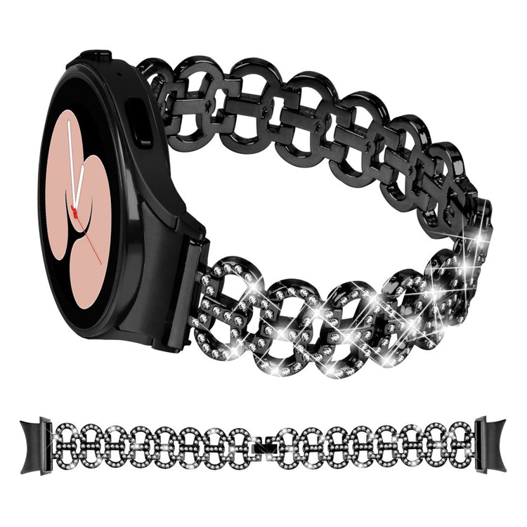 Fed Metal Og Rhinsten Universal Rem passer til Samsung Smartwatch - Sort#serie_1