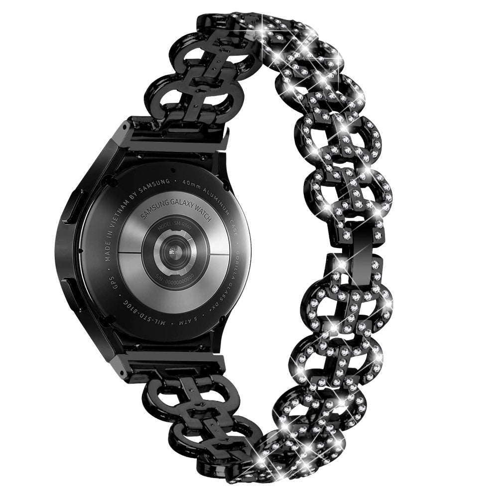 Fed Metal Og Rhinsten Universal Rem passer til Samsung Smartwatch - Sort#serie_1