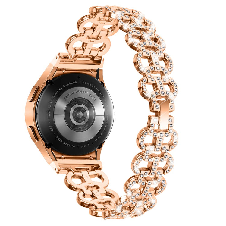 Fed Metal Og Rhinsten Universal Rem passer til Samsung Smartwatch - Pink#serie_3