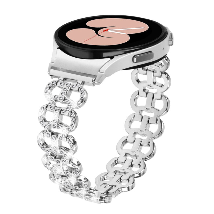 Fed Metal Og Rhinsten Universal Rem passer til Samsung Smartwatch - Sølv#serie_4