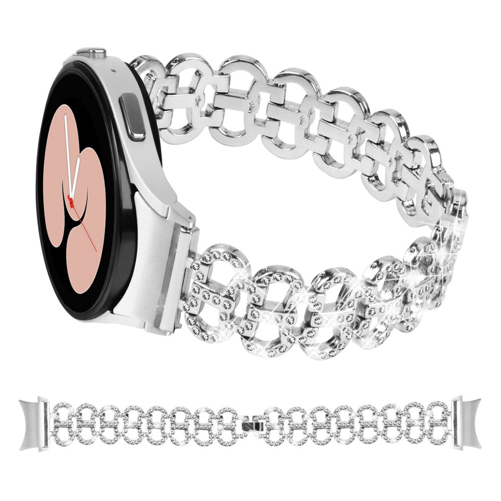 Fed Metal Og Rhinsten Universal Rem passer til Samsung Smartwatch - Sølv#serie_4