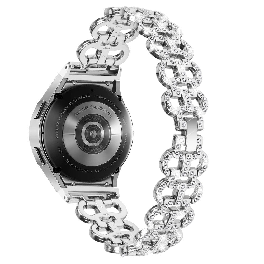 Fed Metal Og Rhinsten Universal Rem passer til Samsung Smartwatch - Sølv#serie_4