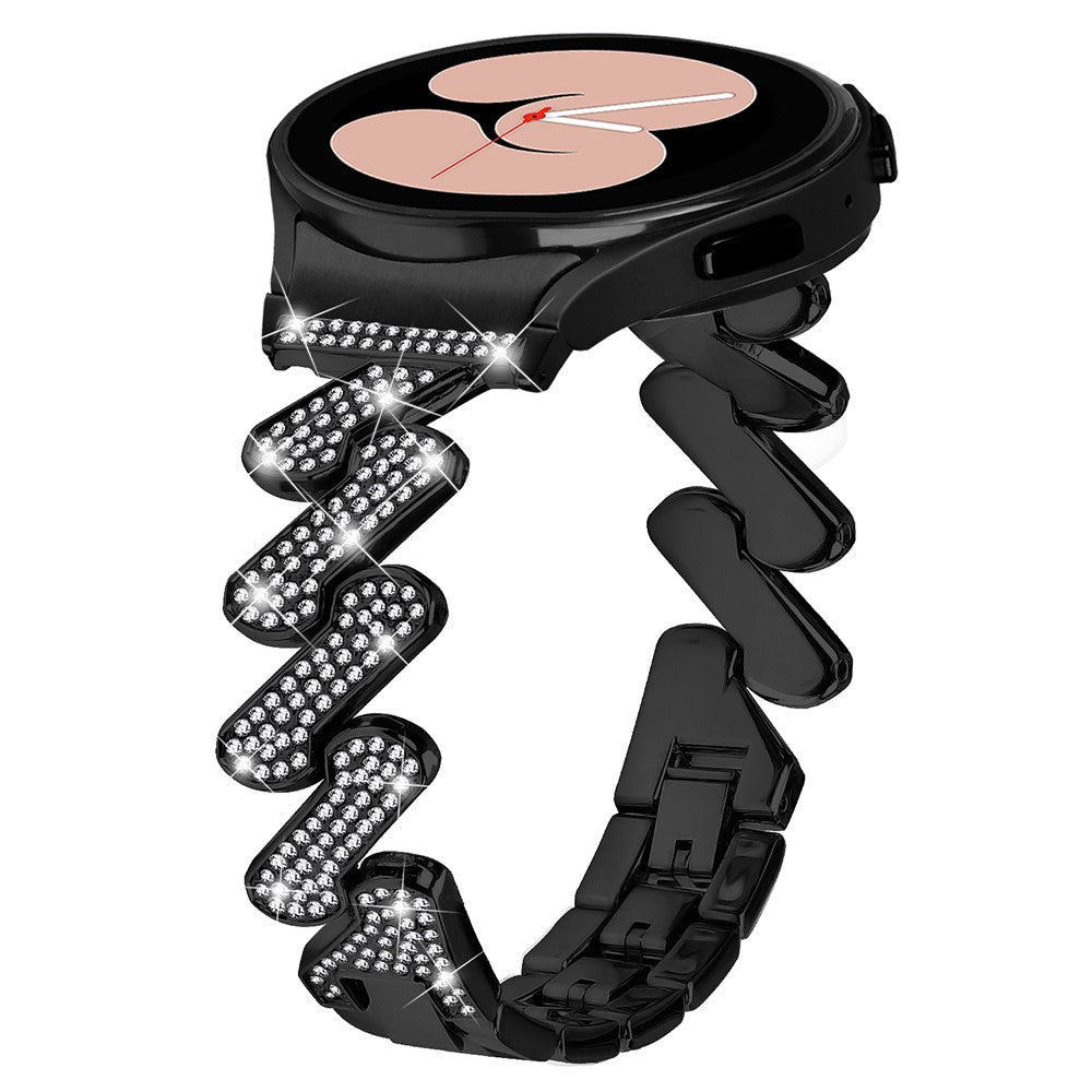 Sejt Metal Og Rhinsten Universal Rem passer til Samsung Smartwatch - Sort#serie_1