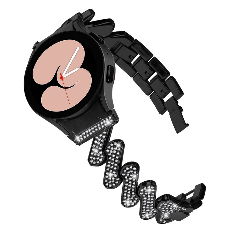 Sejt Metal Og Rhinsten Universal Rem passer til Samsung Smartwatch - Sort#serie_1