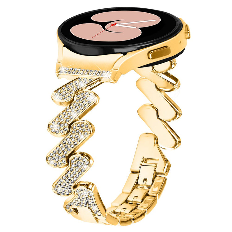 Sejt Metal Og Rhinsten Universal Rem passer til Samsung Smartwatch - Guld#serie_2
