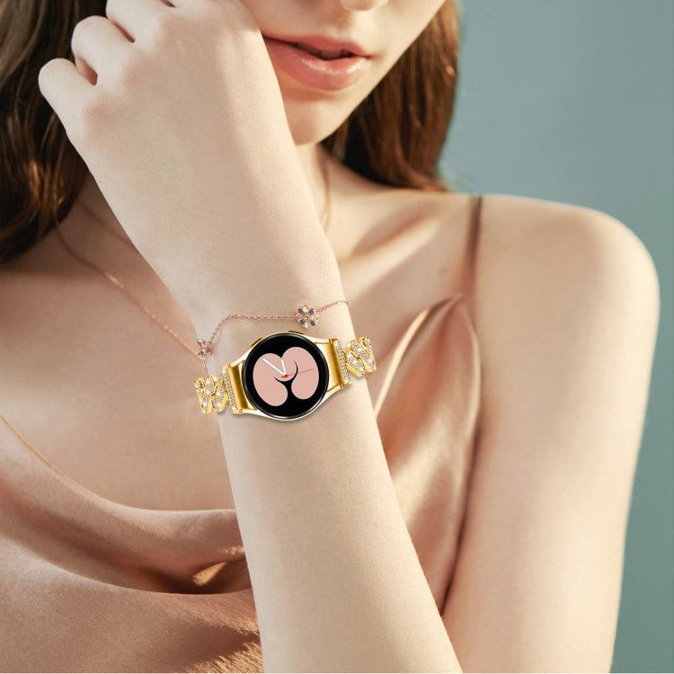 Sejt Metal Og Rhinsten Universal Rem passer til Samsung Smartwatch - Guld#serie_2