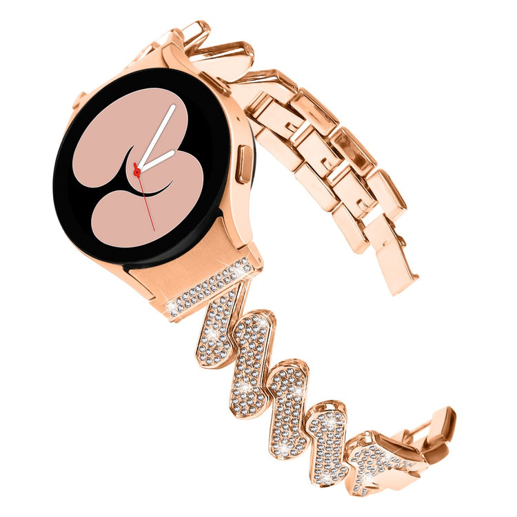 Sejt Metal Og Rhinsten Universal Rem passer til Samsung Smartwatch - Pink#serie_3