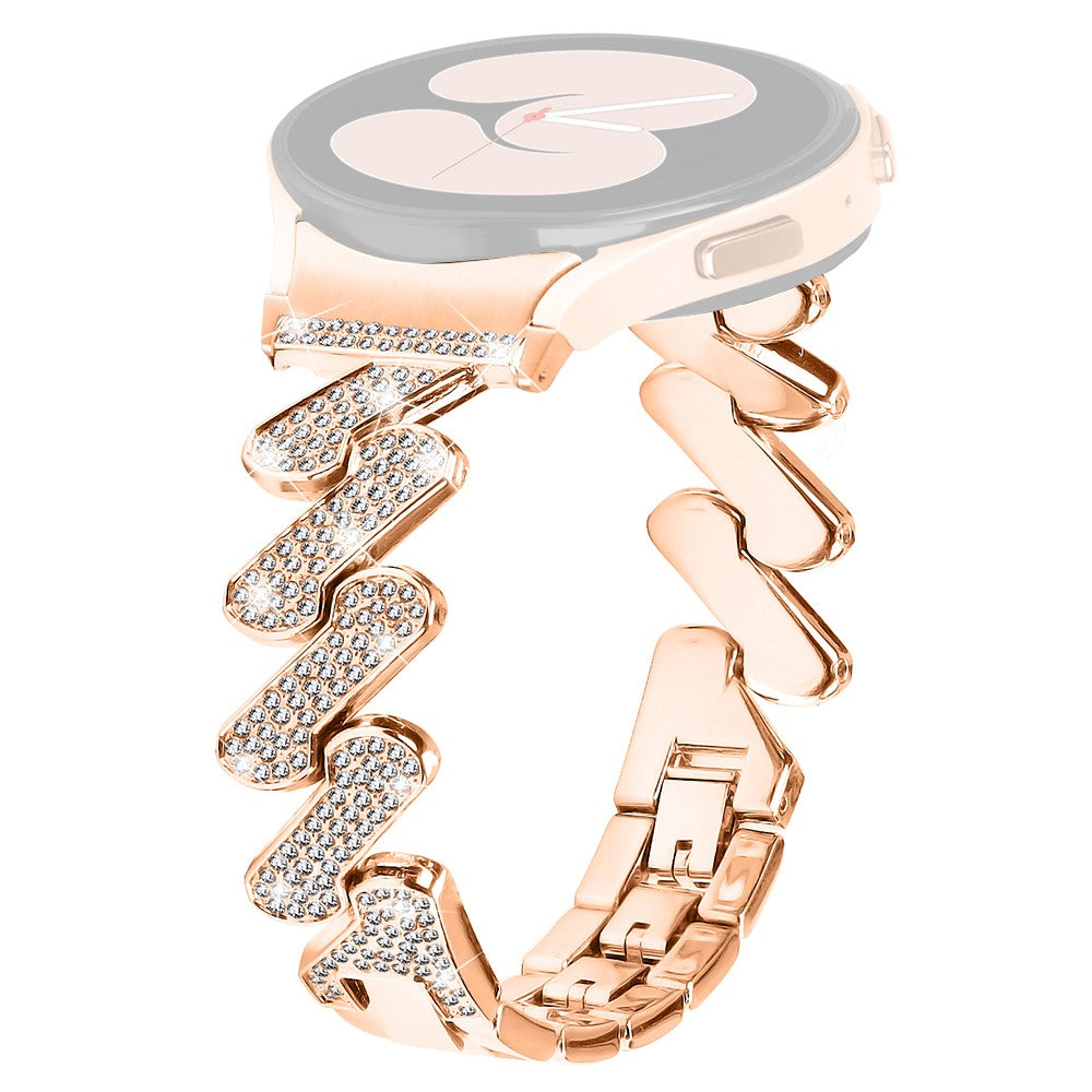 Sejt Metal Og Rhinsten Universal Rem passer til Samsung Smartwatch - Pink#serie_3