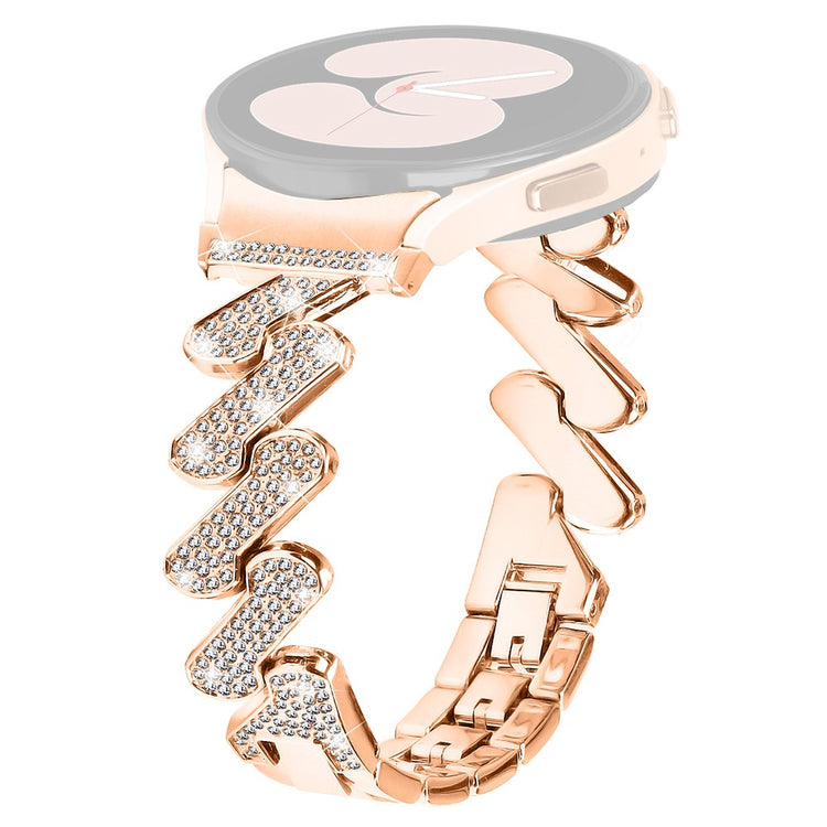 Sejt Metal Og Rhinsten Universal Rem passer til Samsung Smartwatch - Pink#serie_3