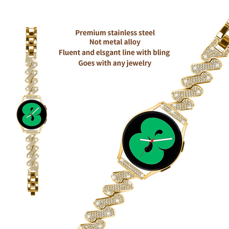 Supercool Metal Og Rhinsten Universal Rem passer til Smartwatch - Guld#serie_2