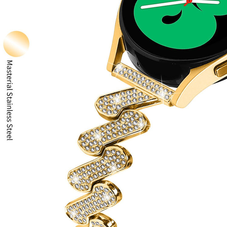 Supercool Metal Og Rhinsten Universal Rem passer til Smartwatch - Guld#serie_2