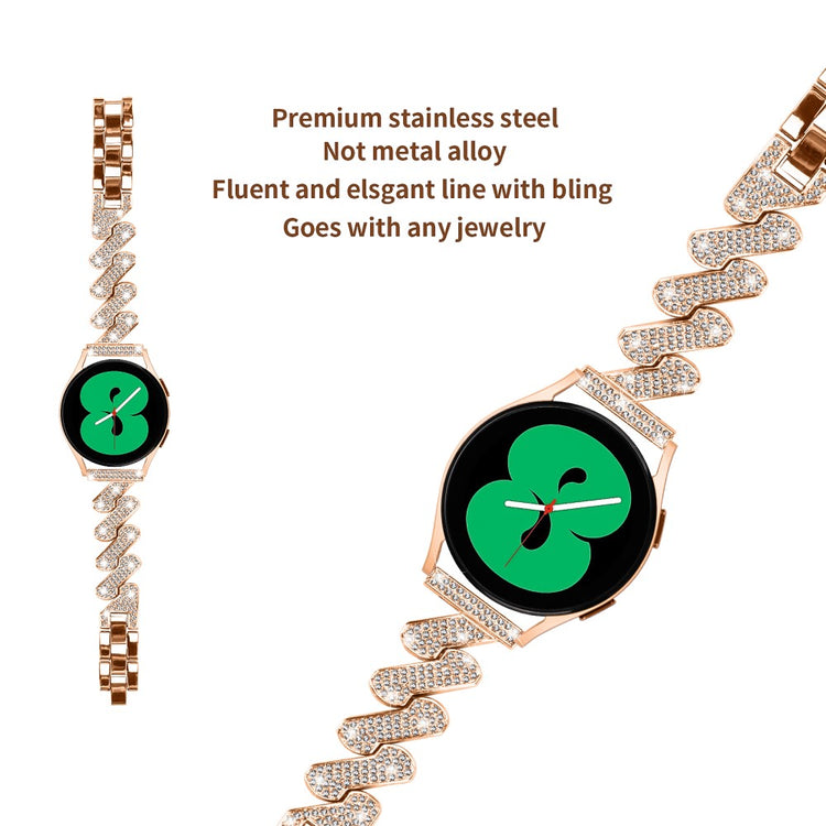 Supercool Metal Og Rhinsten Universal Rem passer til Smartwatch - Pink#serie_3