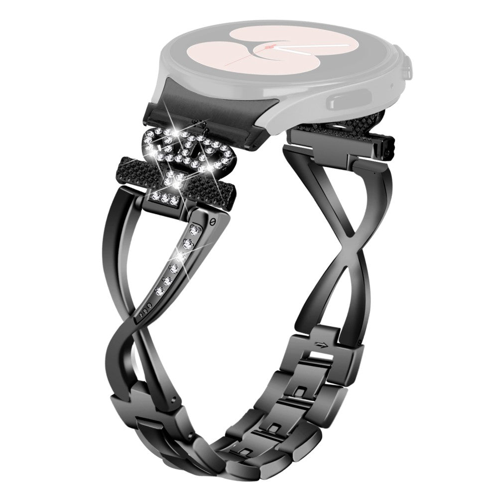 20mm Samsung Galaxy Watch 5 / 4 X-Shape in crown rhinestone décor alloy strap - Black#serie_1