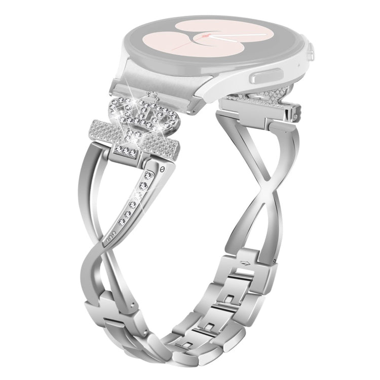 20mm Samsung Galaxy Watch 5 / 4 X-Shape in crown rhinestone décor alloy strap - Silver#serie_3
