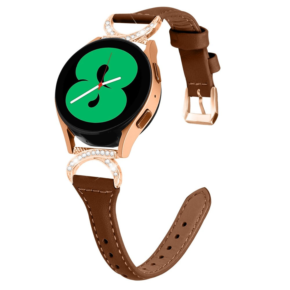Fed Ægte Læder Og Rhinsten Universal Rem passer til Samsung Smartwatch - Rød#serie_6