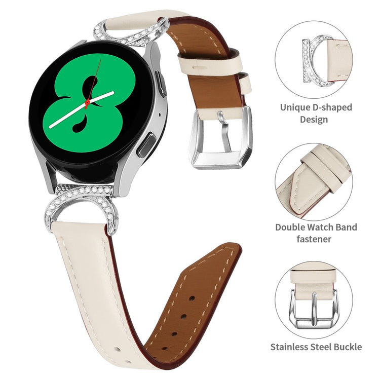 Meget Smuk Kunstlæder Universal Rem passer til Samsung Smartwatch - Hvid#serie_5