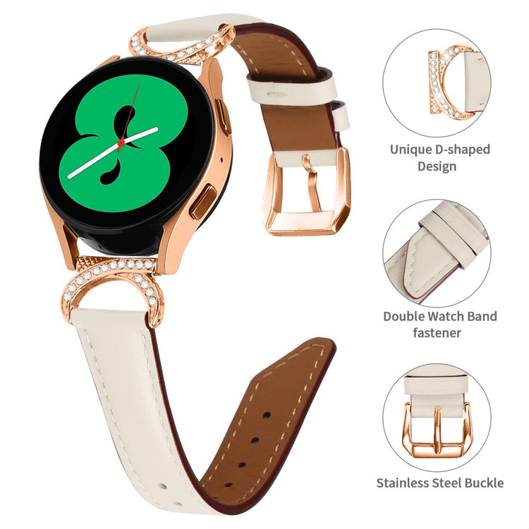 Vildt Holdbart Kunstlæder Universal Rem passer til Samsung Smartwatch - Hvid#serie_5