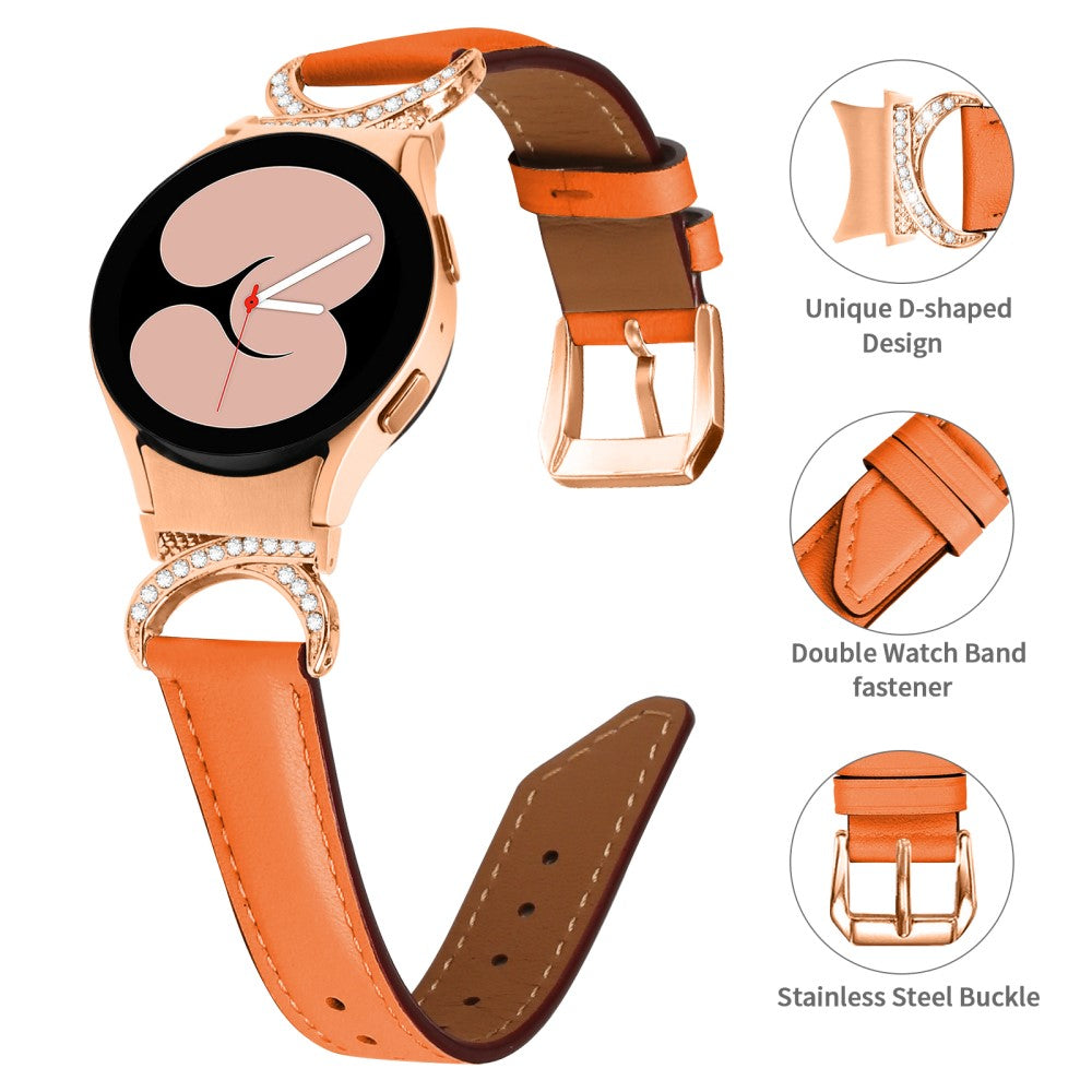 Super Skøn Kunstlæder Universal Rem passer til Samsung Smartwatch - Orange#serie_1