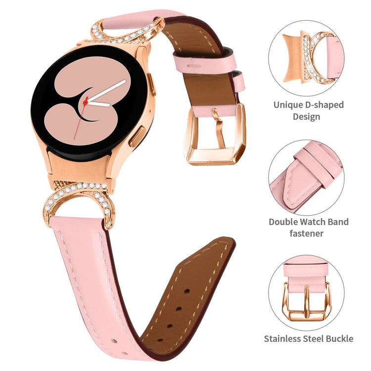 Super Skøn Kunstlæder Universal Rem passer til Samsung Smartwatch - Pink#serie_2