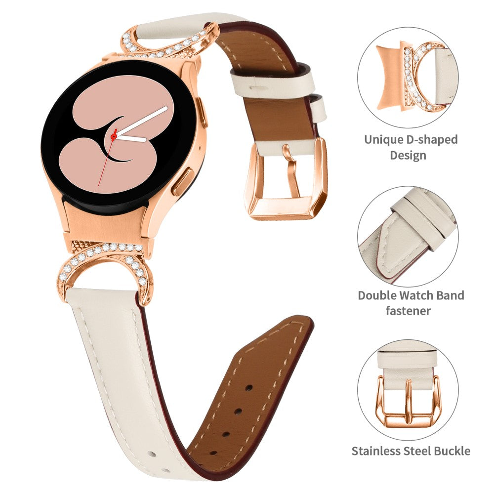 Super Skøn Kunstlæder Universal Rem passer til Samsung Smartwatch - Hvid#serie_5