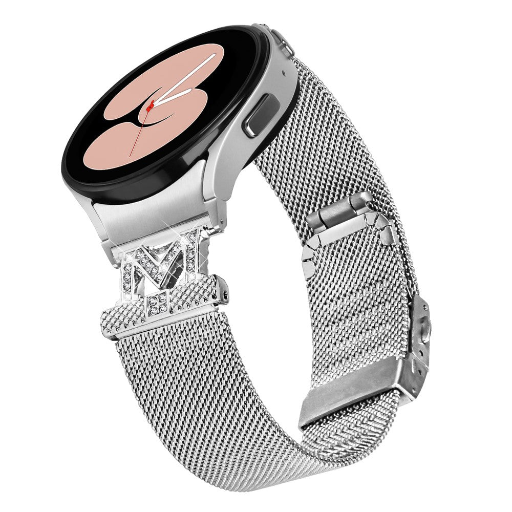 20mm Samsung Galaxy Watch 5 / 4 / 4 Classic rhineston decor stainless steel strap with connector - Silver#serie_1