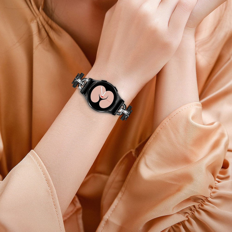 Holdbart Metal Og Rhinsten Universal Rem passer til Samsung Smartwatch - Sort#serie_1