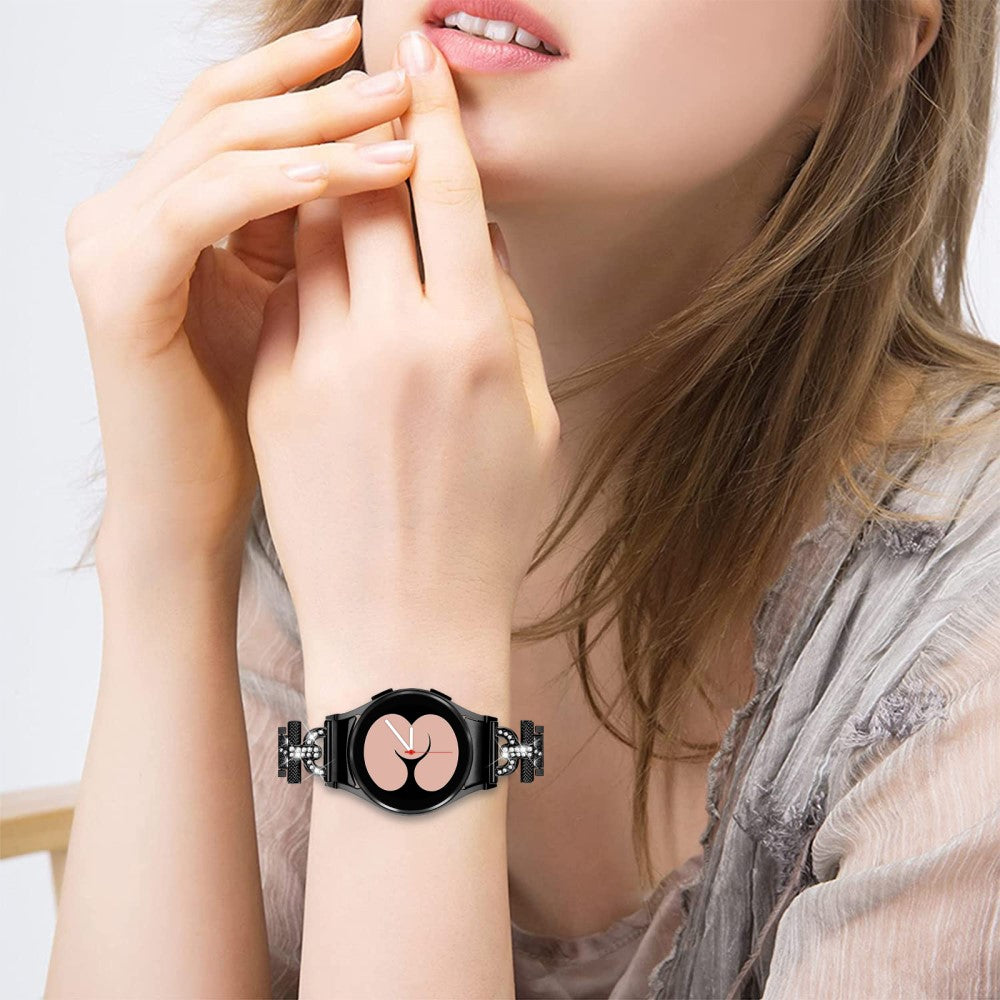 Holdbart Metal Og Rhinsten Universal Rem passer til Samsung Smartwatch - Sort#serie_1