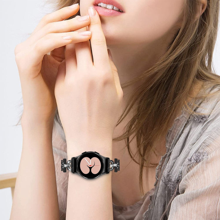 Holdbart Metal Og Rhinsten Universal Rem passer til Samsung Smartwatch - Sort#serie_1