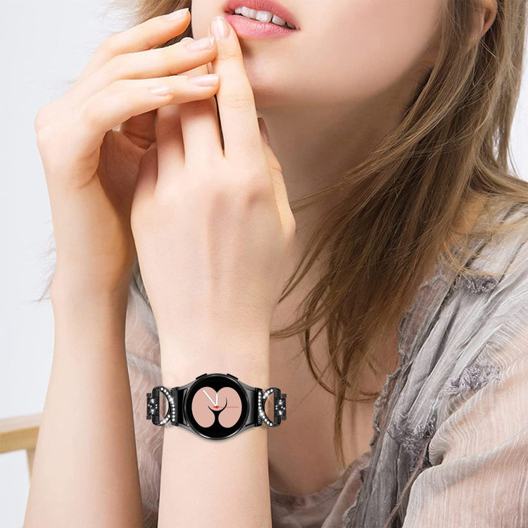 Holdbart Metal Og Rhinsten Universal Rem passer til Samsung Smartwatch - Sort#serie_1