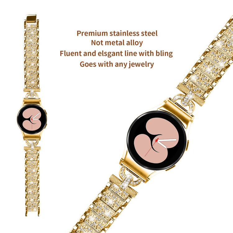 Holdbart Metal Og Rhinsten Universal Rem passer til Samsung Smartwatch - Guld#serie_2