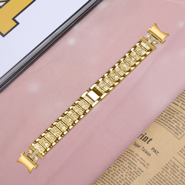Holdbart Metal Og Rhinsten Universal Rem passer til Samsung Smartwatch - Guld#serie_2