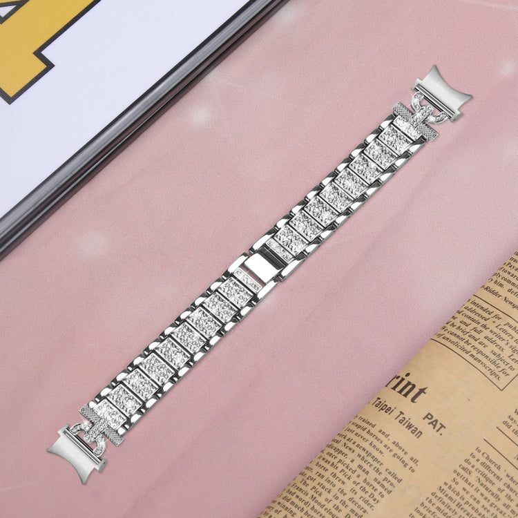 Holdbart Metal Og Rhinsten Universal Rem passer til Samsung Smartwatch - Sølv#serie_5