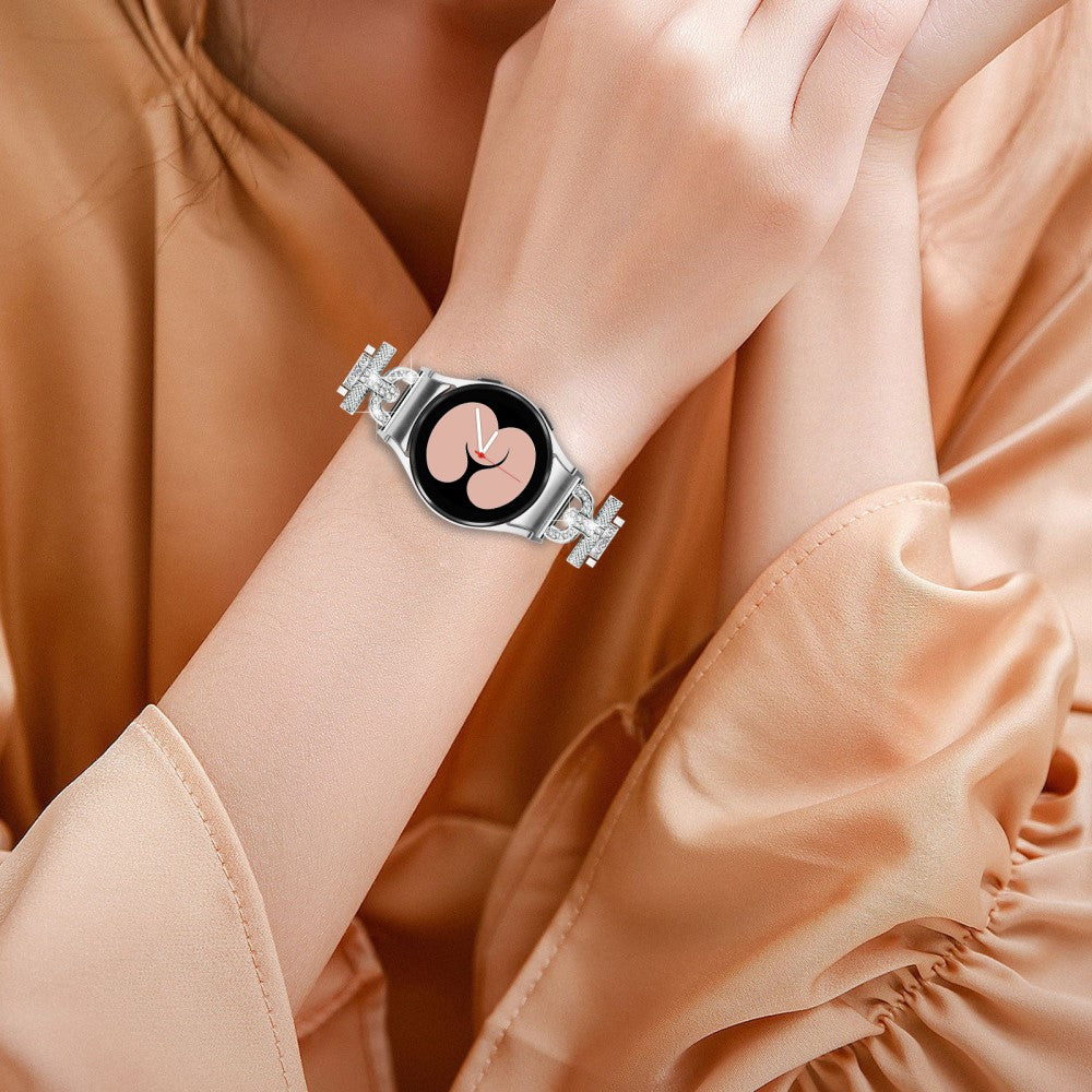 Holdbart Metal Og Rhinsten Universal Rem passer til Samsung Smartwatch - Sølv#serie_5