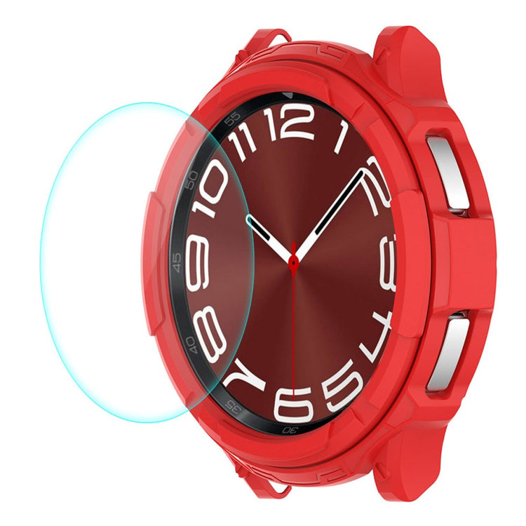 HAT PRINCE Samsung Galaxy Watch 6 Classic (43mm) hollow cover with 0.2mm tempered glass - Red#serie_4