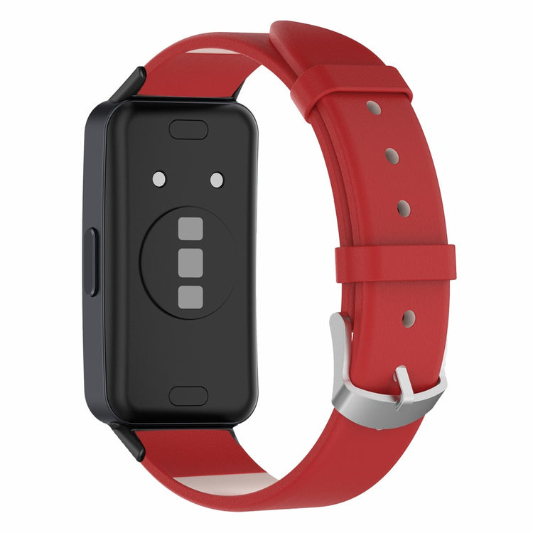 Glimrende Ægte Læder Rem passer til Huawei Band 8 - Rød#serie_2