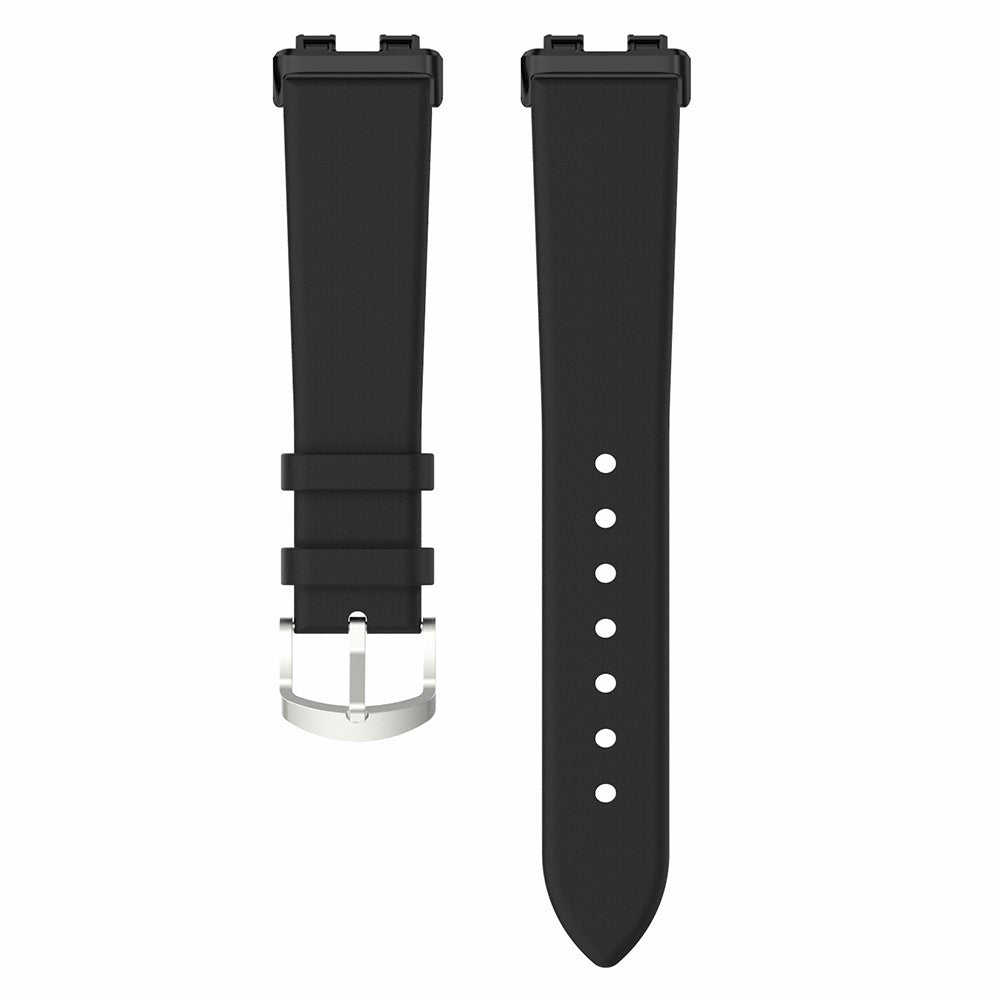 Glimrende Ægte Læder Rem passer til Huawei Band 8 - Sort#serie_3