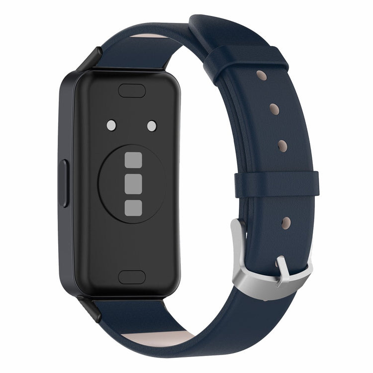 Glimrende Ægte Læder Rem passer til Huawei Band 8 - Blå#serie_4