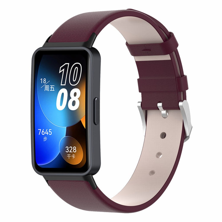 Glimrende Ægte Læder Rem passer til Huawei Band 8 - Rød#serie_5