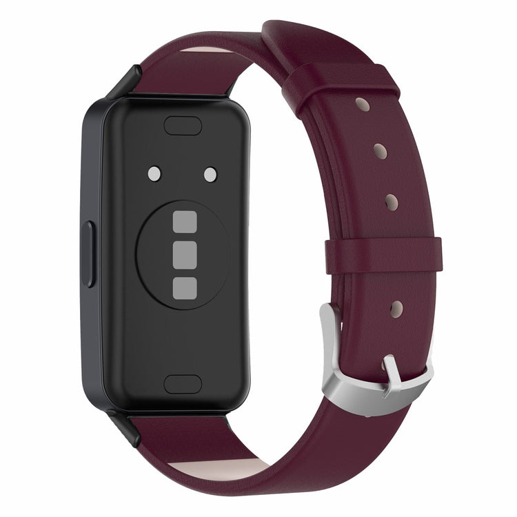 Glimrende Ægte Læder Rem passer til Huawei Band 8 - Rød#serie_5