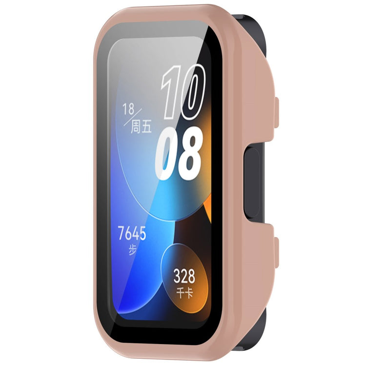 Super Pænt Cover med Skærmbeskytter i Plastik og Hærdet Glas passer til Huawei Band 8 - Pink#serie_1