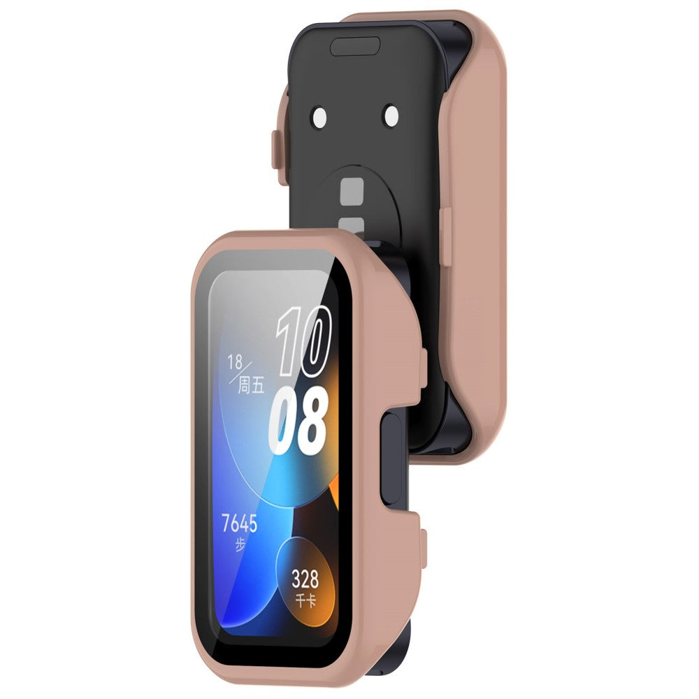 Super Pænt Cover med Skærmbeskytter i Plastik og Hærdet Glas passer til Huawei Band 8 - Pink#serie_1