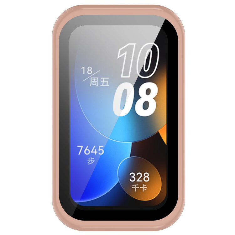 Super Pænt Cover med Skærmbeskytter i Plastik og Hærdet Glas passer til Huawei Band 8 - Pink#serie_1
