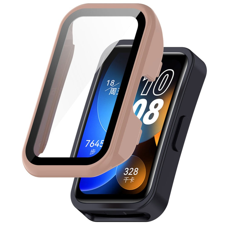 Super Pænt Cover med Skærmbeskytter i Plastik og Hærdet Glas passer til Huawei Band 8 - Pink#serie_1